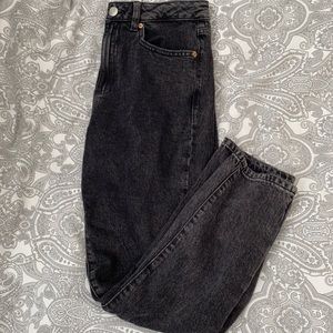 Black wash denim garage mom jeans